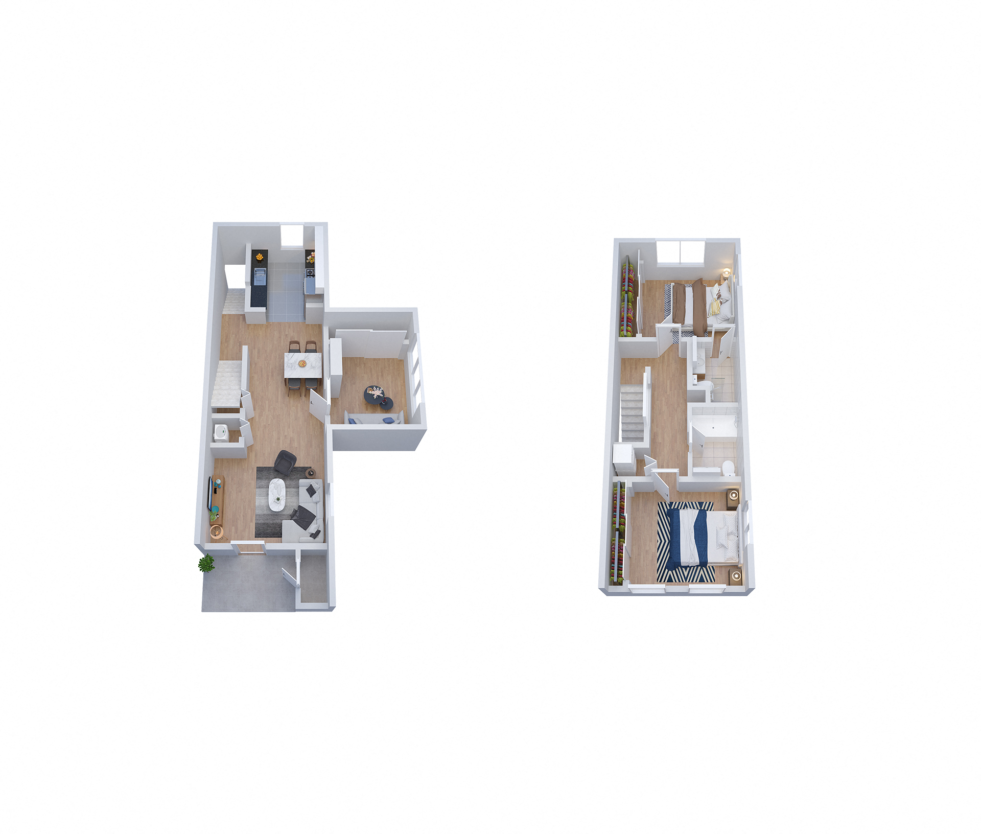 Floor plan for 2 beds, 2 baths, 1168 sqft